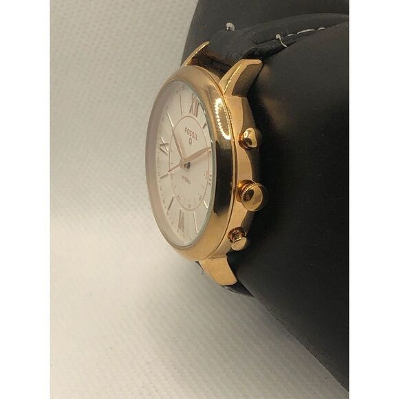 Fossil Q FTW5018 Women's Black Leather Analog Dial Wrist Hybrid Smart Watch HK45 - Picture 2 of 9